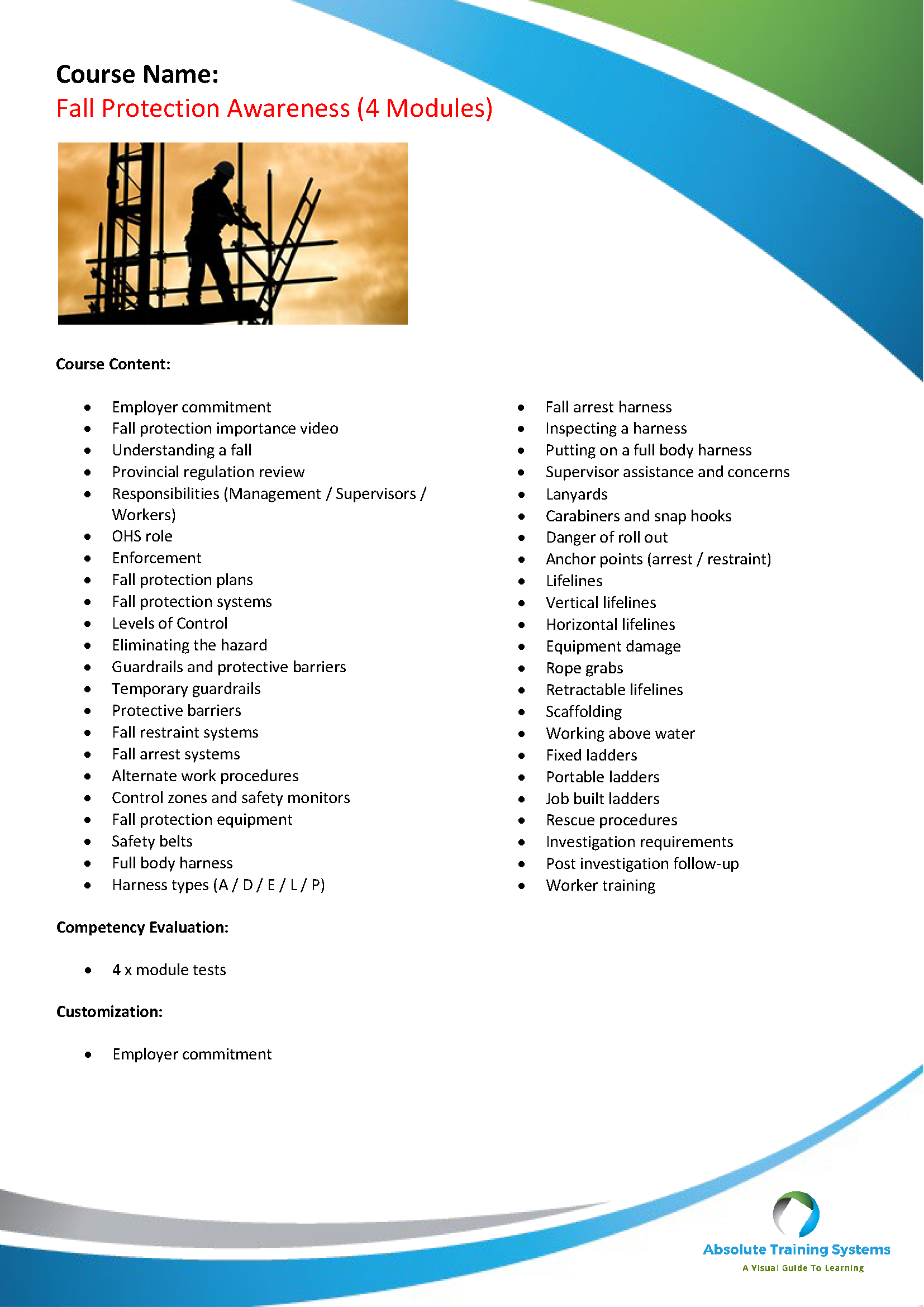 Course – Fall Protection – ATS
